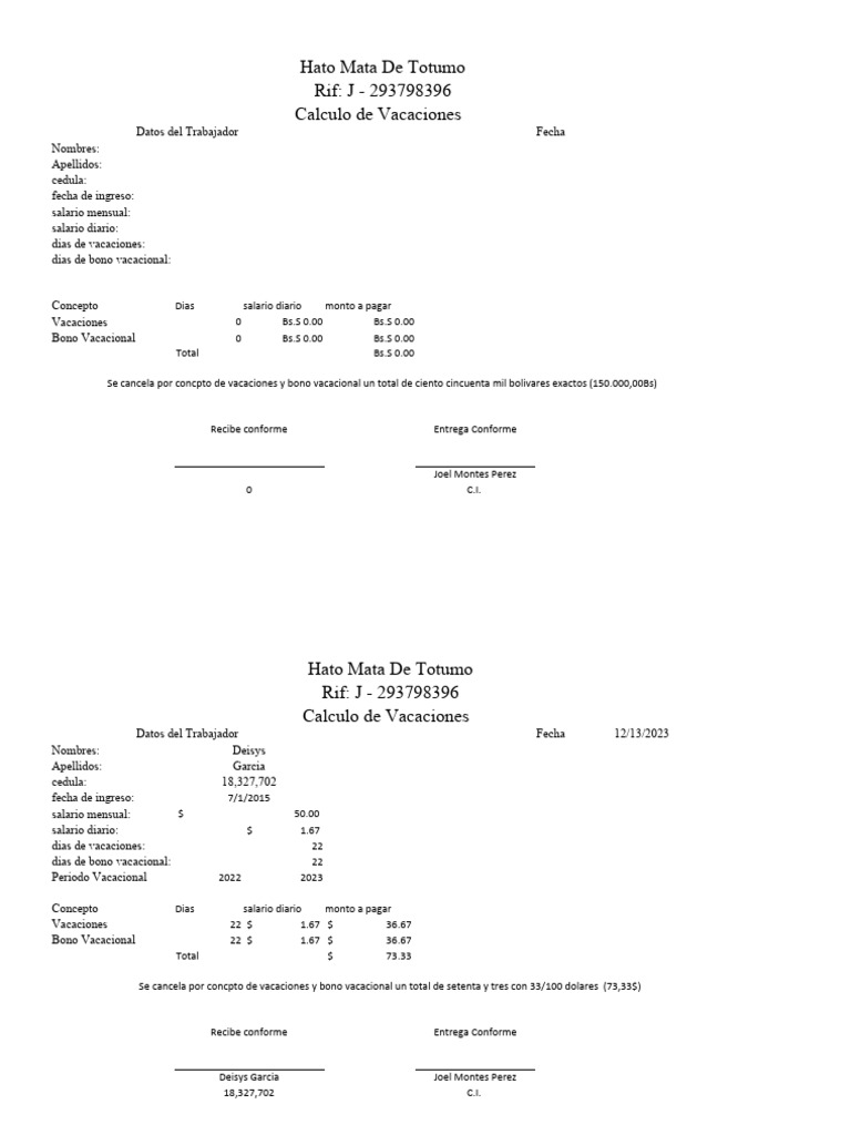 Recibos Utilidades y Prestacione BR | PDF | Monedas de las Américas