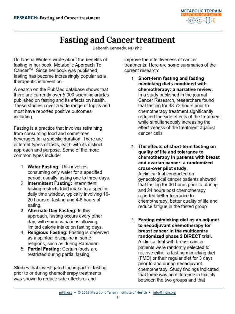 Fasting And Cancer Pdf Cancer Fasting