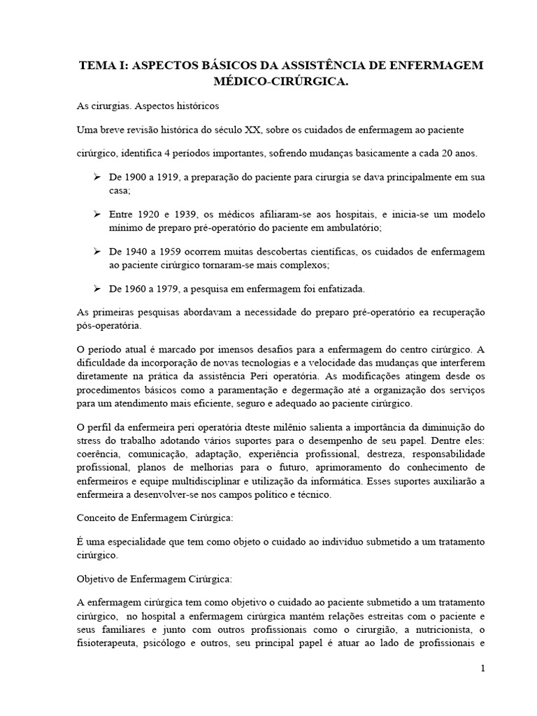 Medico Cirurgico Actualizado Pdf Anestesia Enfermagem