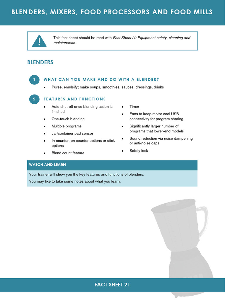 Blenders, Mixers, and Food Processors Guide | PDF | Blender | Food ...