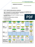 Comunicado Sobre Talleres Deportivos y Artísticos