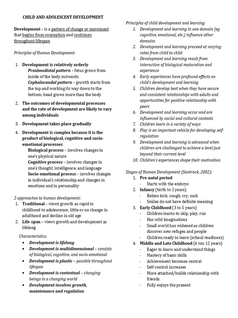 Child and Adolescent Development Insights | PDF | Cognitive Development ...
