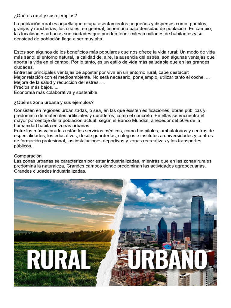 Qué es rural y sus ejemplos | PDF