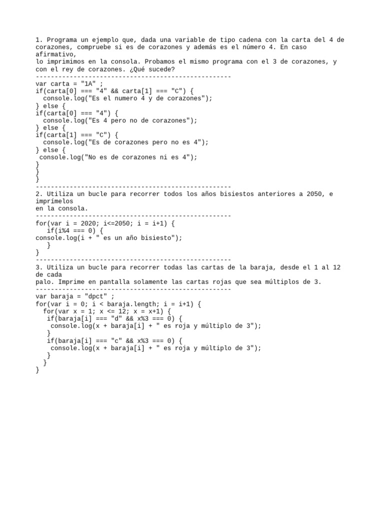 Ejercicios de programación en JavaScript | PDF | Métodos y materiales ...