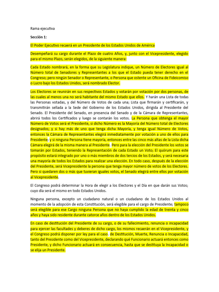 Rama ejecutiva | PDF | Gobierno americano | Presidentes de los Estados ...