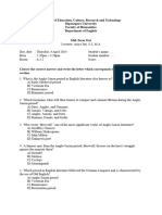 History of English Literature Mid Term Test