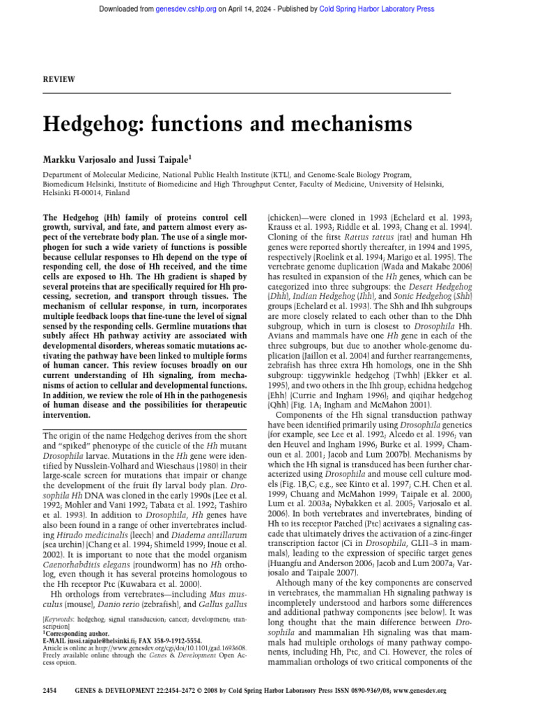 Hedgehog Signaling: Mechanisms & Disease | PDF | Cell Signaling | Ubiquitin