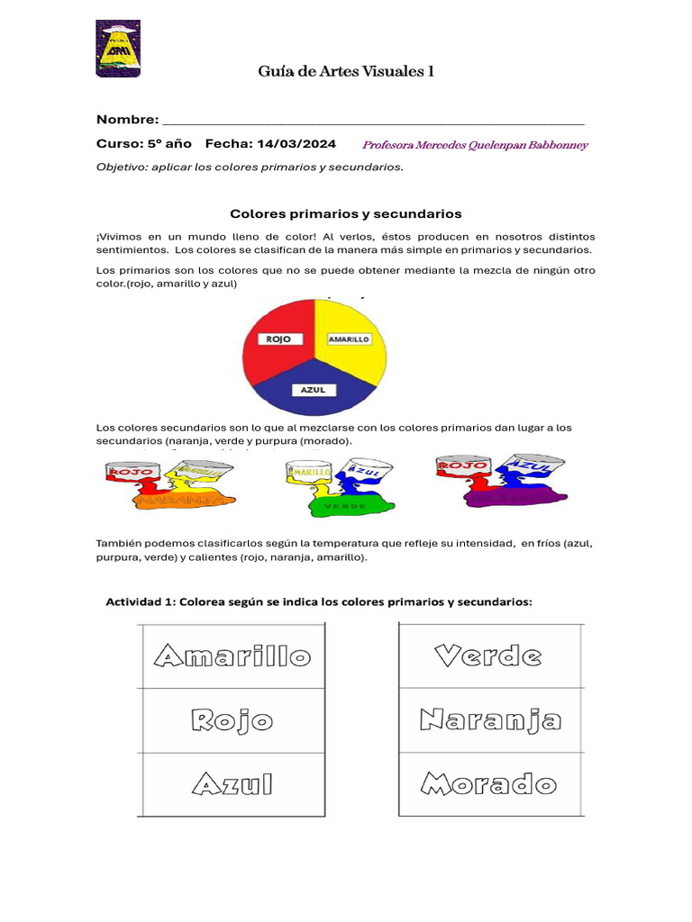 Guía de Artes Visuales 1 | PDF | Artes del Lenguaje y Comunicación | Arte