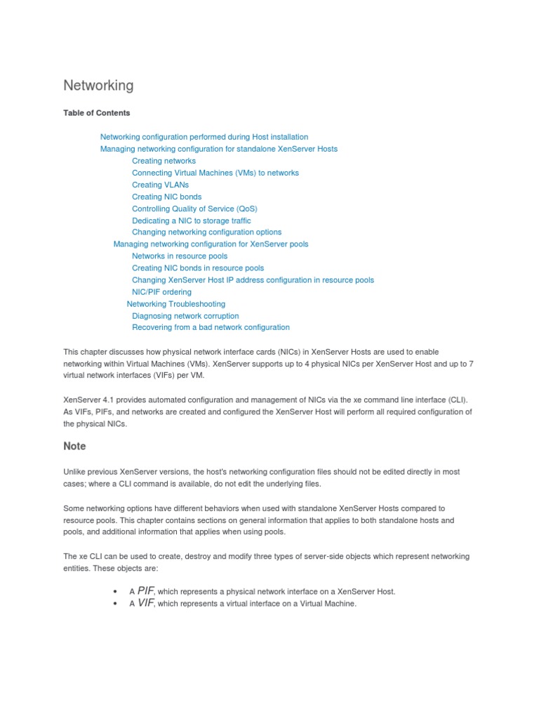 Networking PIF VIF PDF Network Interface Controller Command Line
