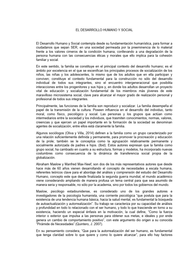 EL DESARROLLO HUMANO Y SOCIAL | PDF | Psicología Social | Conceptos
