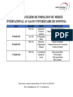 Agenda Des Ateliers de Formation Du Merite International Au Salon Universitaire de Sonfonia