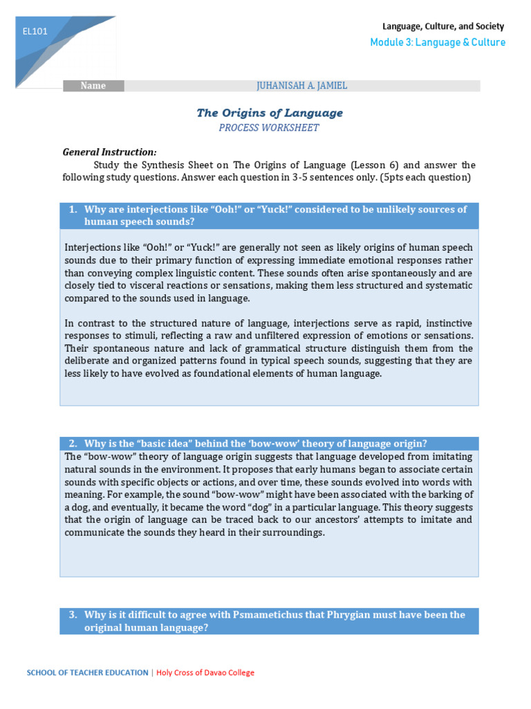 Origins of Language: Key Theories | PDF | Language Acquisition | Origin ...