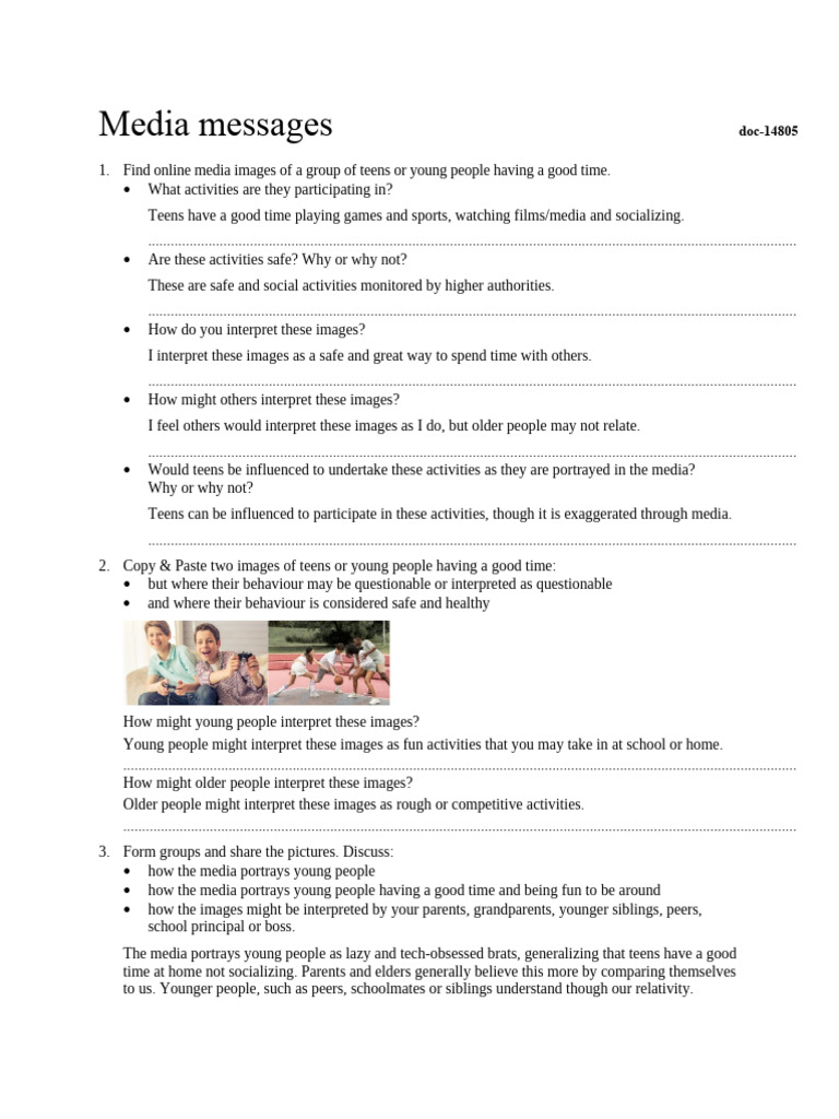 Media Portrayal of Teens' Activities | PDF | Adolescence | Sibling