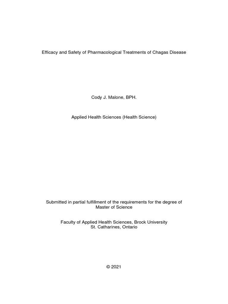 Efficacy and Safety of Pharmacological Treatments of Chagas Disease ...