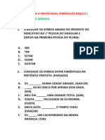 Revisão para A Prova Final Português Básico I Excel