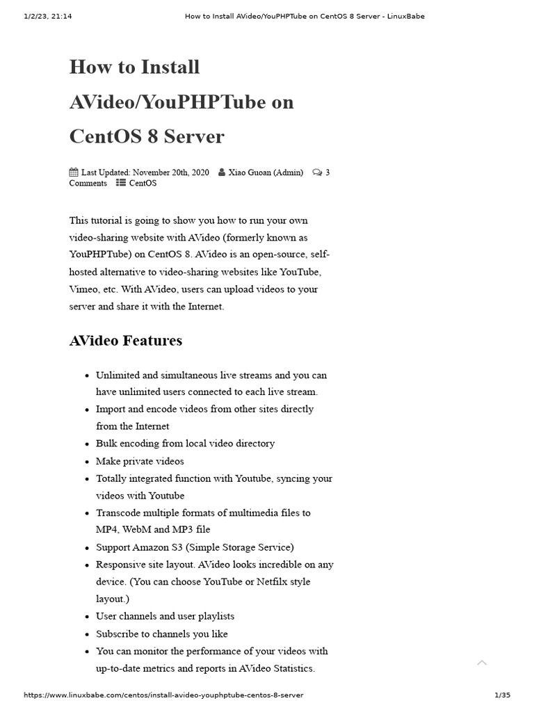 How to install avideo youphptube on centos 8 server linuxbabe pdf