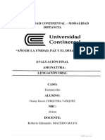 Evaluación Final de Litigación Oral