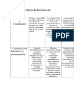 Criterio de Evaluación Ingles V para Jueves