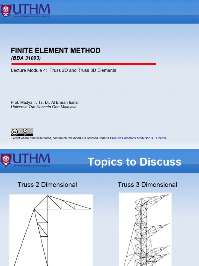 Truss Elements in Finite Element Method | PDF | Coordinate System ...