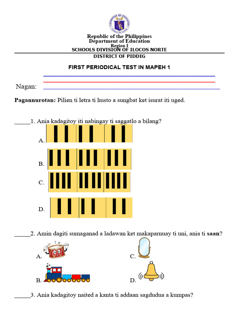 Mapeh First Periodical Test 2023 2024 Pdf