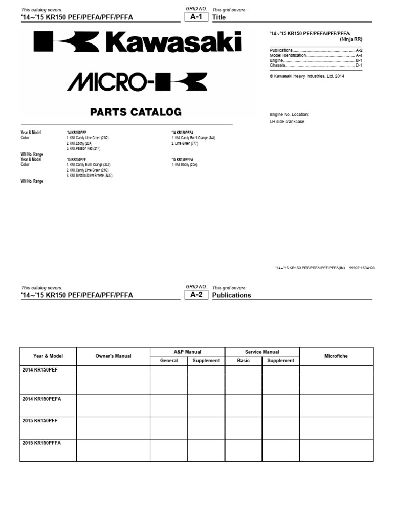 Kawasaki Ninja RR 2014-2015 Parts Catalog | PDF | Specification ...