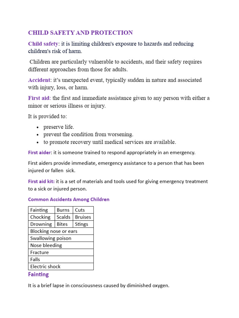 Child Safety: First Aid and Prevention Tips | PDF | First Aid | Burn