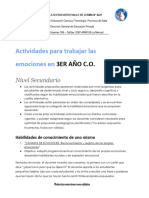 Actividades para Trabajar Las Emociones en 3ER AÑO C.O.