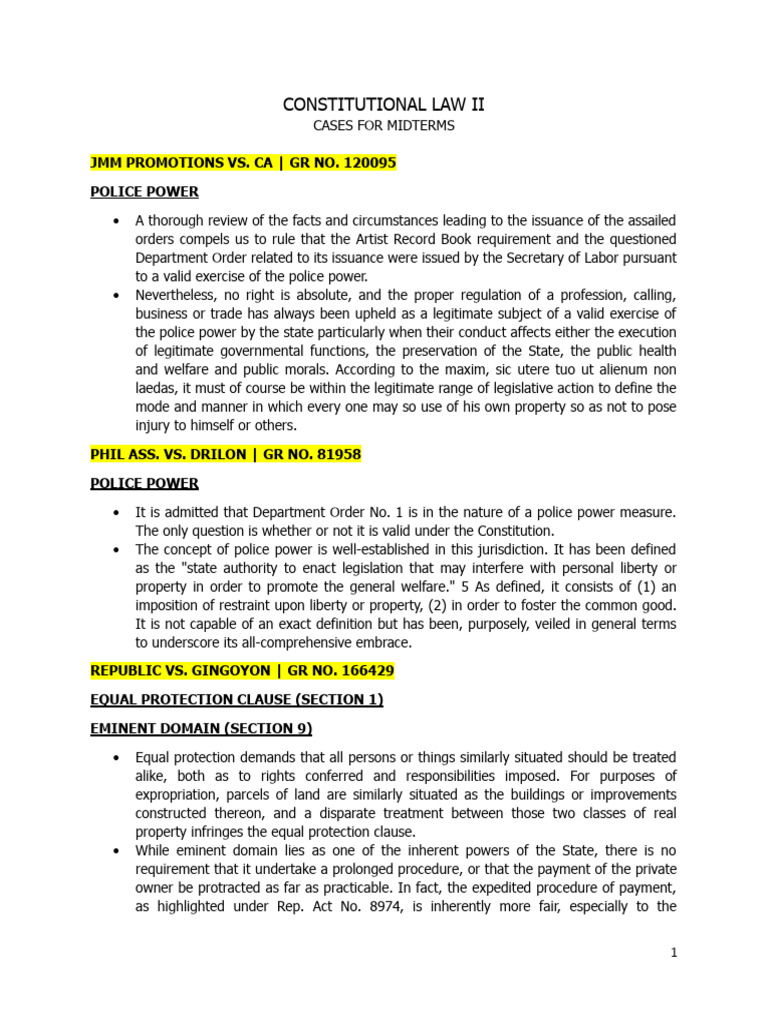 Key Constitutional Law Cases Summary | PDF | Search And Seizure ...