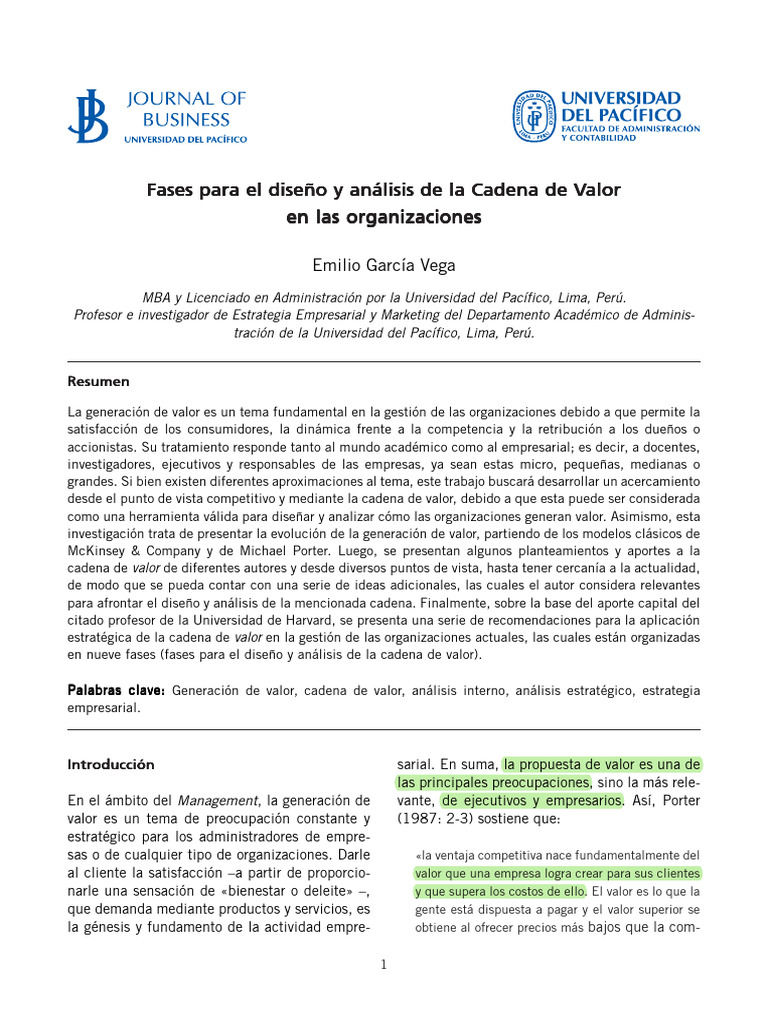 Fases del Análisis de la Cadena de Valor | PDF | Cadena de valor | Business