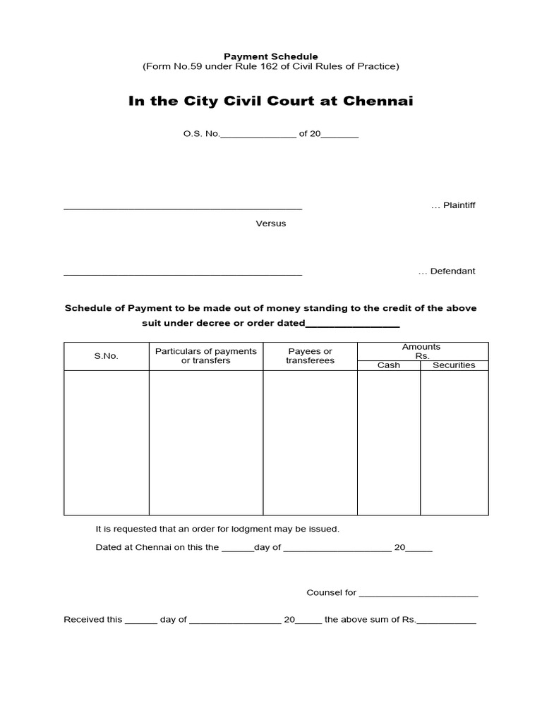 Civil Court Payment Schedule Form | PDF