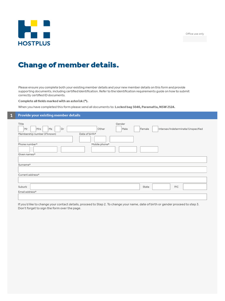 Hostplus Member Details Change Form | PDF | Government And Personhood ...