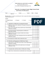 Perception of Collaborative Learning in Senior High School Math and Science Performance SURVEY QUESTIONS