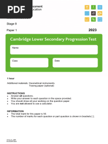 Stage 9 2023 Paper 1 and 2 Including Answer Scheme