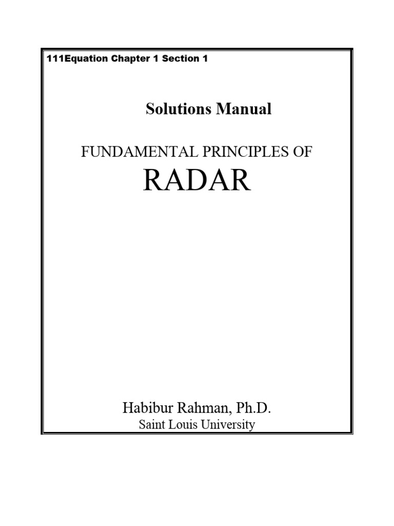 Updated K399147 Fundamental Principles Of Radar Solution Manual Pdf