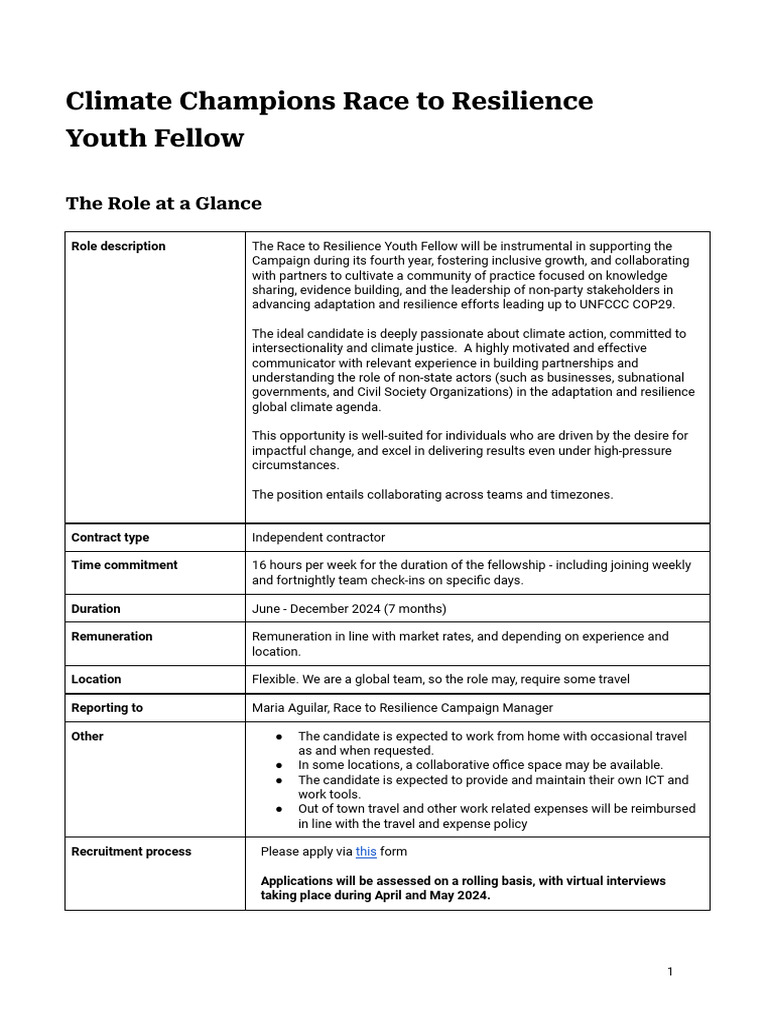 Race To Resilience Youth Fellow Climate Champions Team Download Free