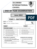 End of Year ExamYr9 - 2022 June