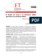 Artigo - Contratação Pública - El Derecho de Acceso A La Información Pública Generada en La Contratación Pública