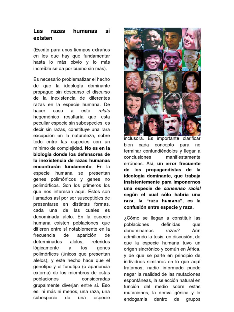Existencia de las Razas Humanas | PDF | Raza (categorización humana ...
