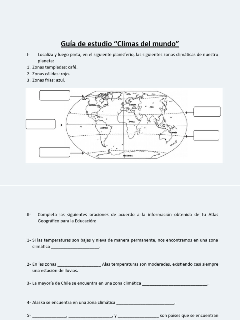 Guia de Trabajo Zonas Climaticas Del Mundo | PDF