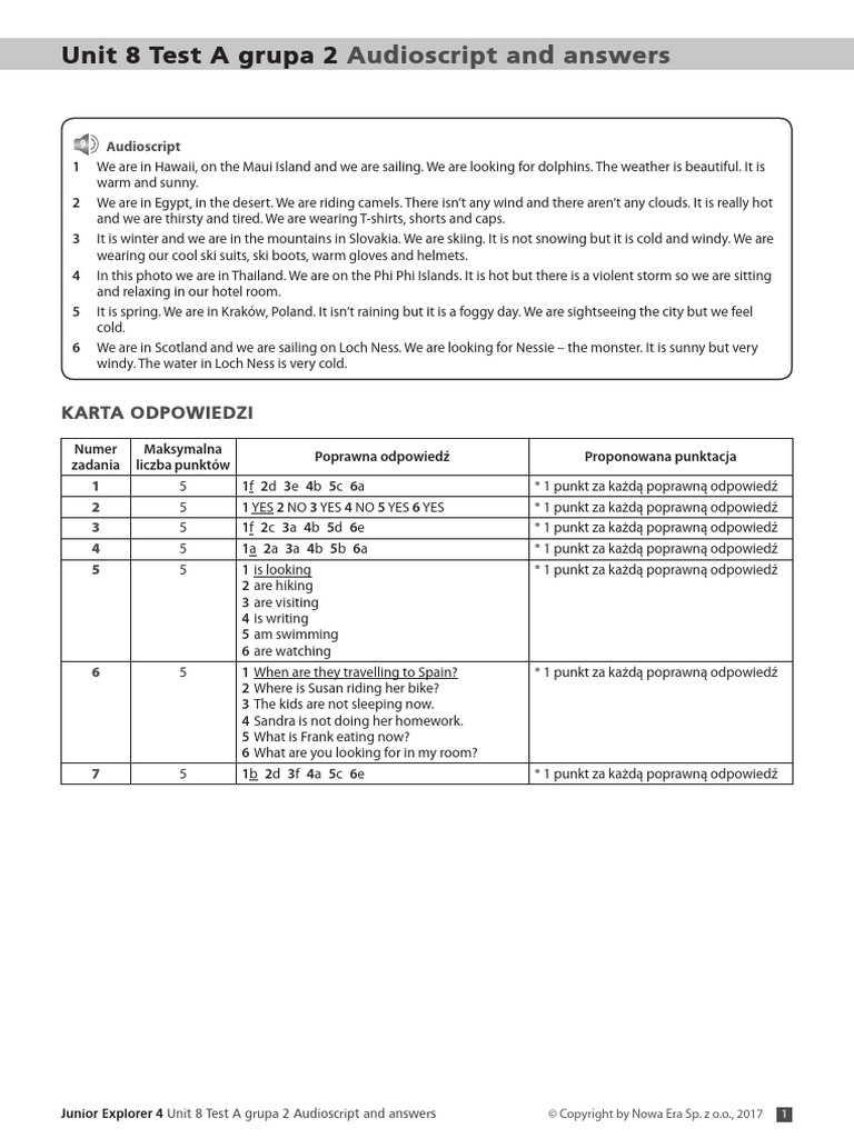 Unit 8 Test A Grupa 2 Audioscript Pdf Earth Sciences