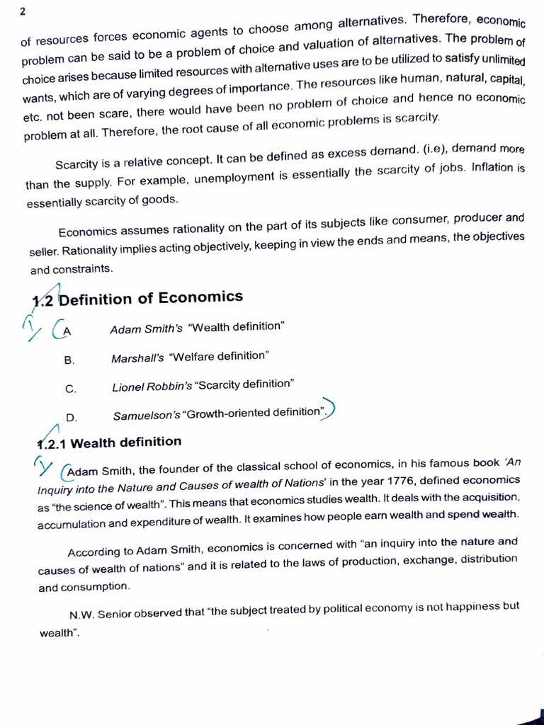 Understanding Economic Definitions And Scarcity Pdf Demand Demand
