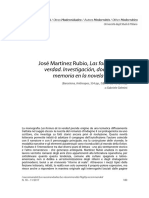 José Martínez Rubio, Las Formas de La Verdad. Investigación, Docuficción y Memoria en La Novela Hispánica