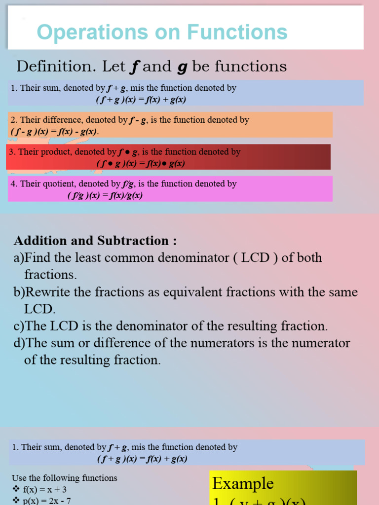 Operations On Functions Explained Pdf Division Mathematics