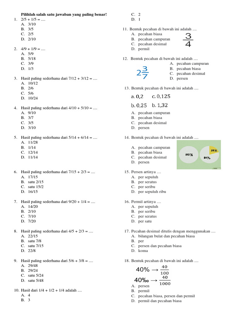 Soal Pecahan Kelas 5 dan 6 | PDF