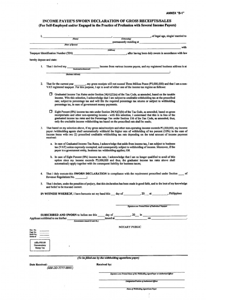 Sworn affidavit annex b1 individual pdf