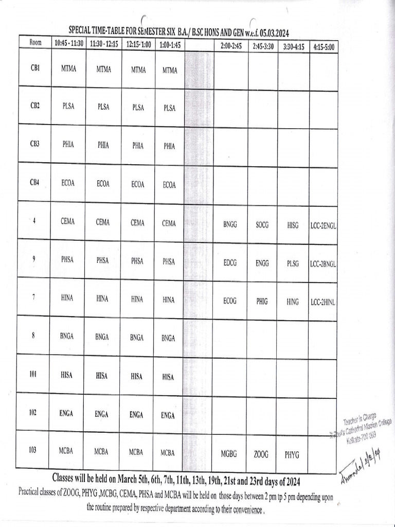 Special time table for semester six hons and general 20240304 0001 pdf