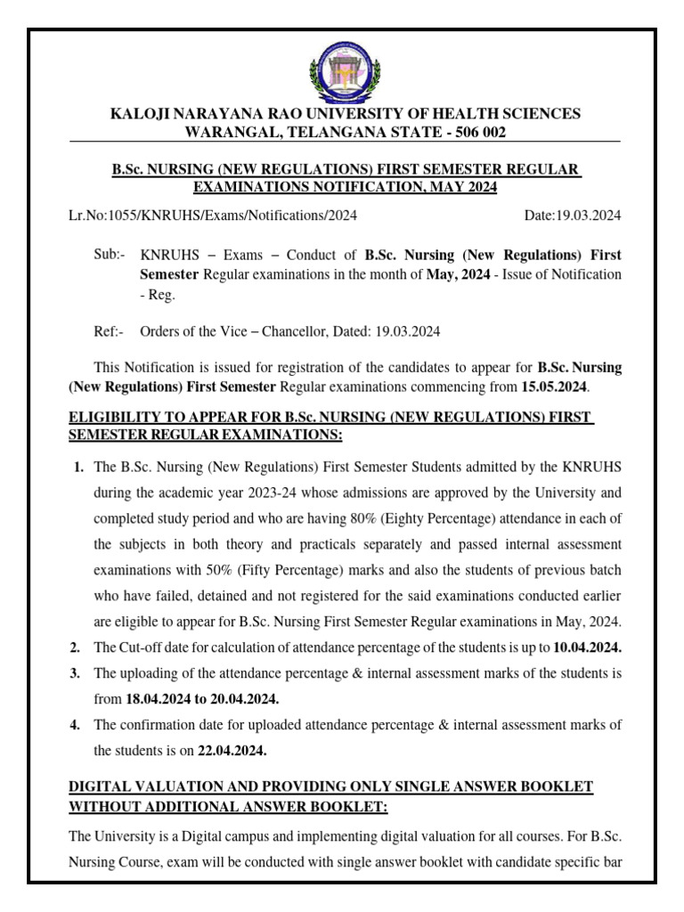 B.Sc. Nursing Exam Notice May 2024 | PDF | Nursing | Health Care