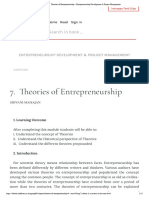 Reference Theories of Entrepreneurship - Entrepreneurship Development & Project Management
