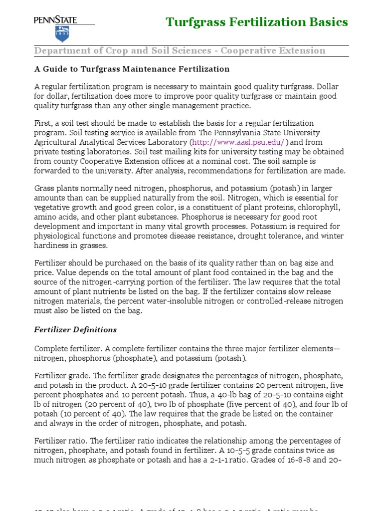 Fall Fertilization for Turfgrass Care | PDF | Fertilizer | Plant Nutrition