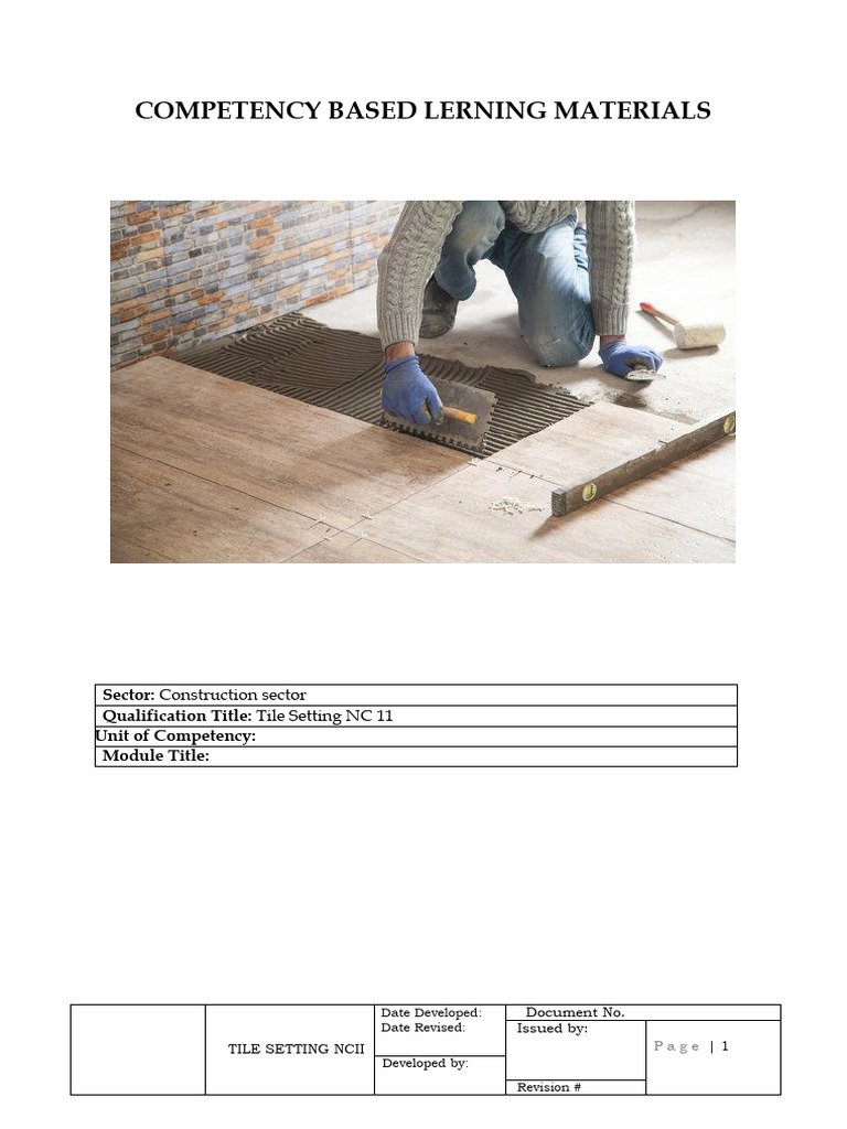 Tile Setting NC II Training Modules | PDF | International System Of ...